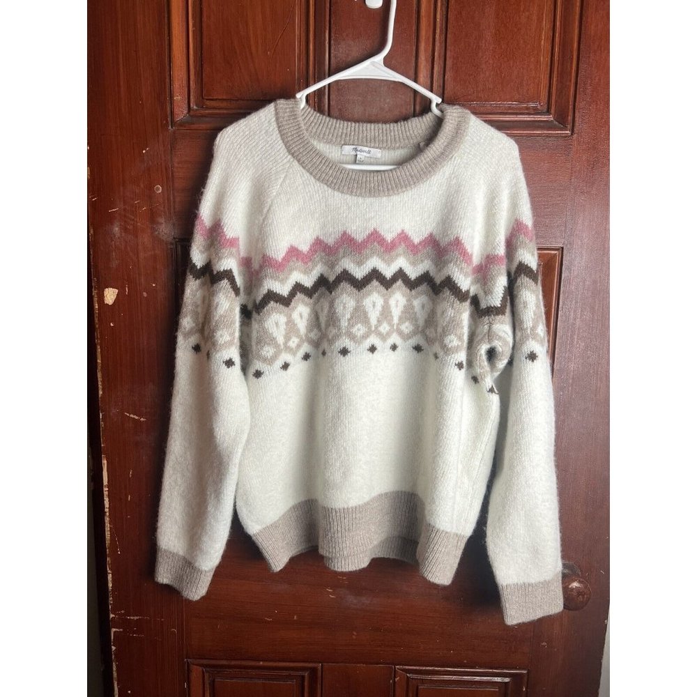 Madewell Fair Isle Markham Pullover Sweater Sz L Wool Blend So Soft And Cozy